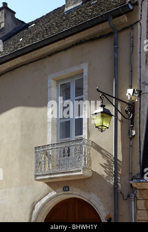 Window and streetlight in Beaune, France Stock Photo