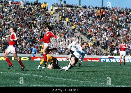 World Cup 1978 Group A West Germany 2 Austria 3 Karl-Heinz Rummenigge scores Germany's first goal La Plata Stock Photo