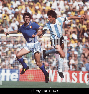 World Cup 1982 Group C Italy 2 Argentina 1 Paolo Rossi (20) and conciliation goal scorer, Daniel Passarella Stock Photo