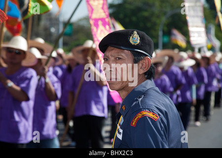 Flower display, ancient and modern floral art gaily decorated bedecked, parade of floats made with colorful flowers; 34th Chiang Mai Flower Festival. Stock Photo