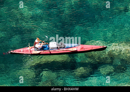 Sea kayaking in Foca Turkey Stock Photo