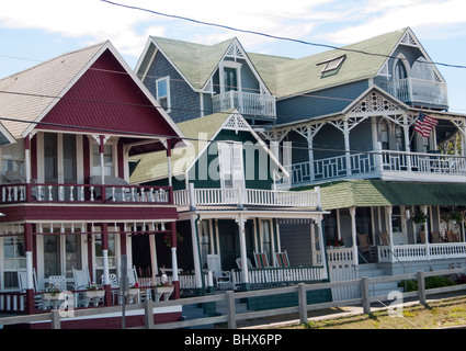 Gingerbread Cottages in Oak Bluffs on Martha's Vineyard, Massachusetts USA Stock Photo