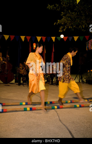 Filipino dancers doing traditional folk dance called 