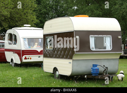 Vintage caravan at the Steam Rally Festival in the market town of Abergavenny South Wales GB UK 2009 Stock Photo