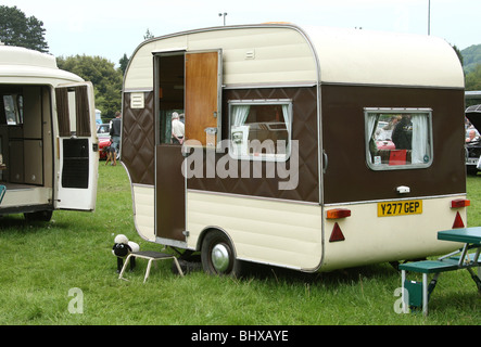 Vintage caravan at the Steam Rally Festival in the market town of Abergavenny South Wales GB UK 2009 Stock Photo