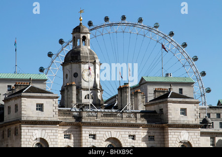 The London Eye seen from Horse Guards Parade, London Stock Photo