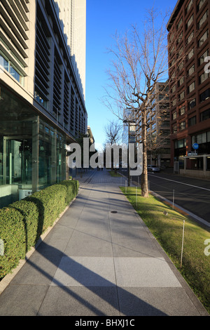 Sidewalk of Marunouchi, Chiyoda, Tokyo, Japan Stock Photo