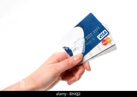 hand holding credit cards Stock Photo