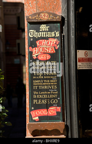 Mr Thomas's Chop House restaurant on Cross Street Manchester Stock Photo