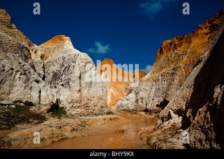 Morro Branco beach multi-colored cliffs and labyrinths, Ceara State, Northeast Brazil. Stock Photo