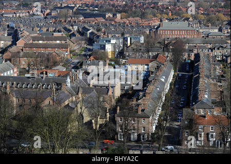 Aerial view of old and new houses in York in North Yorkshire England Uk Stock Photo