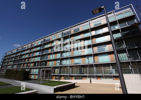 A view from the garden area of the new Highbury Square residential development, formerly Highbury Stadium, home of Arsenal FC Stock Photo