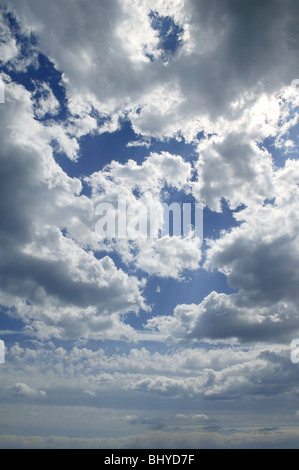 Blue beautiful sky with white clouds view in sunny day Stock Photo