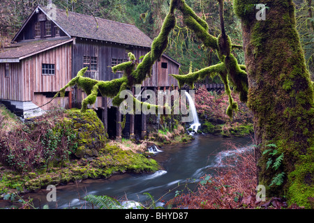 Washington's Cedar Creek Grist Mill is fully restored and dates to 1876 in Clark County. Stock Photo