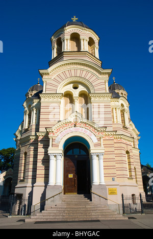Russian Orthodox Church along Brivibas bulvans boulevard in central Riga Latvia Europe Stock Photo