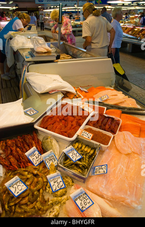 Seafood stall in Centraltirgus market in Riga Latvia Europe Stock Photo
