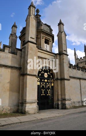 Gate and surround to the University Church of St Mary the Virgin, Oxford Univeristy, Oxford, England. Stock Photo