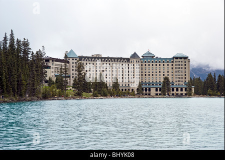 Fairmont Chateau Lake Louise hotel on the banks of Lake Louise in Banff National Park Alberta Canada Stock Photo