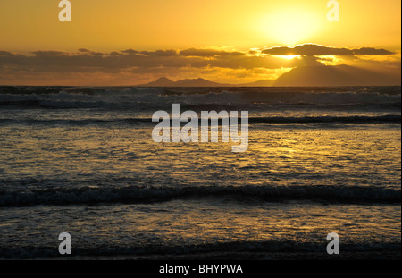 Landscape, beautiful sunset over False Bay, Cape Town, South Africa, seascape, backgrounds, seaside holiday, African landscapes, reflection