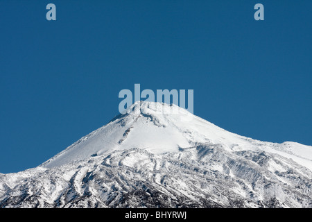 Mount Teide with snow in the early morning Tenerife Canary Islands Spain Stock Photo