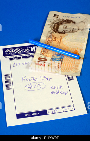 William Hill betting slip with Kauto Star Gold Cup favourite Stock Photo