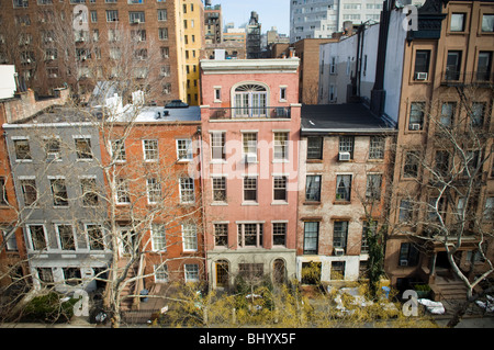 Brownstones in the Greenwich Village neighborhood of New York on Tuesday, March 2, 2010. (© Frances M. Roberts) Stock Photo