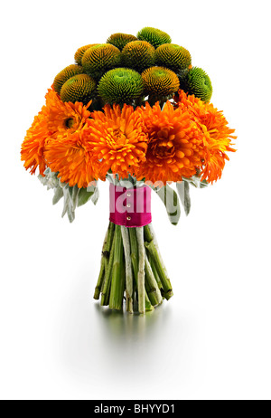 dramatic orange hand tied posy Stock Photo