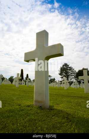 The military graves in the American War Cemetery, Normandy, France. Stock Photo