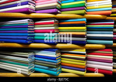 colorful fabrics on sale Stock Photo