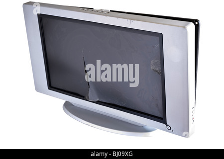 Smashed LCD television Stock Photo