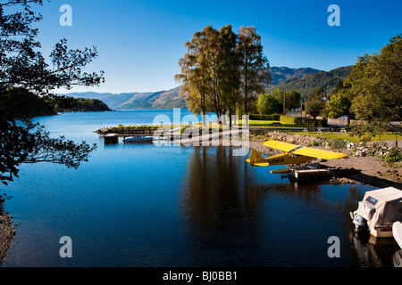 Views of Lake with Seaplane at St Fillans, Loch Earn, Scotland. Stock Photo