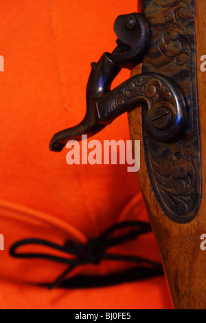 close up still life stormy kromer orange blaze hat Stock Photo