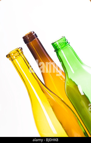 Empty glass bottles in the backlight Stock Photo