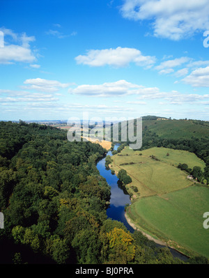 View from Symonds Yat Rock the famous beauty spot which overlooks a narrow loop of the River Wye Stock Photo