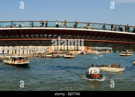 Venice Italy  Tourists walk over new bridge over the Grand Canal from Piazza Roma towards the railway station.