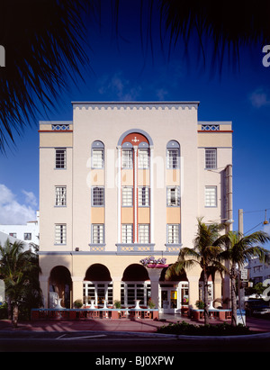 Art Deco architectural style buildings in the revitalized South Beach, Miami, Florida, USA Stock Photo