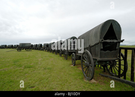 Bronze ox-wagons mark the Battle of Blood River 1838 Stock Photo