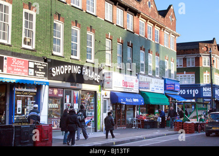 Tiled terraced shops in North End Road West Brompton, London Stock Photo