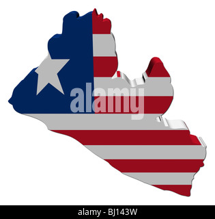 Liberia map flag 3d render with reflection illustration Stock Photo - Alamy