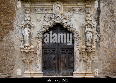 Exquisite entrance of Mission San Jose, San Antonio, Texas Stock Photo