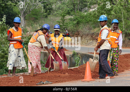 Road construction, Matale, Sri Lanka Stock Photo