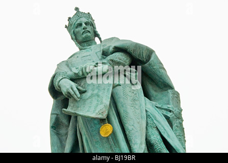 Statue of Andrew II in Heroes' Square on Millennium Monument, Budapest, Hungary Stock Photo