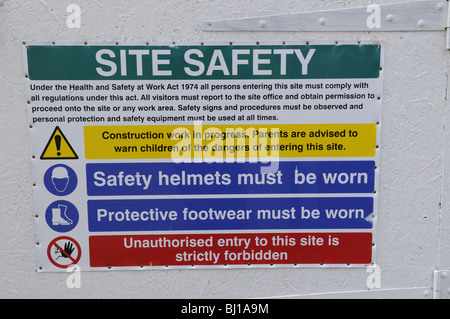 Health and safety notice at building site, England Stock Photo - Alamy