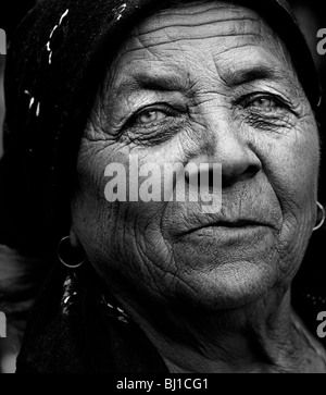 Expressive artistic closeup portrait of a beautiful smiling woman face ...