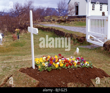 Newly-prepared grave in cemetery, Gloucestershire, England, United Kingdom Stock Photo