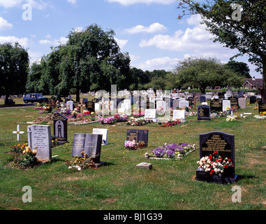 Headstones in cemetery, Surrey, England, United Kingdom Stock Photo