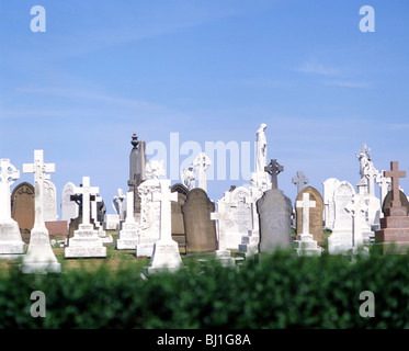 Headstones in church cemetery, Surrey, England, United Kingdom Stock Photo