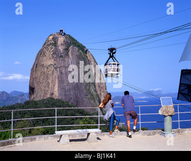 Travel Tourists at Sugar Loaf cable car Rio de Janeiro Brazil Stock ...