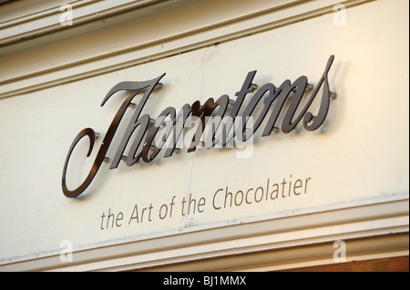 Thorntons Chocolate shop sign England Uk Stock Photo