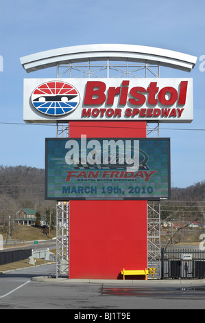 Entrance sign for the Bristol Motor Speedway in Bristol, Tennessee, USA Stock Photo